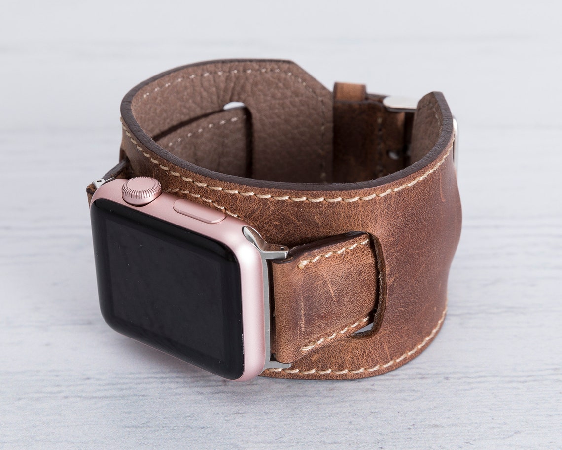 Brown Leather New Apple Watch Cuff Band Ultra 49mm 45mm 41mm Etsy