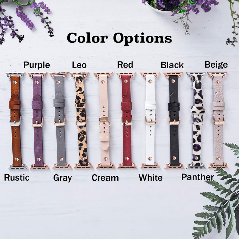 Slim Apple Watch Leather Band 41mm 38mm 42mm 45mm 49mm, Slim Leather Apple Watch for Women, Suitable for Series Ultra 2 9 8 7 6 5 4 3 2 1 image 5