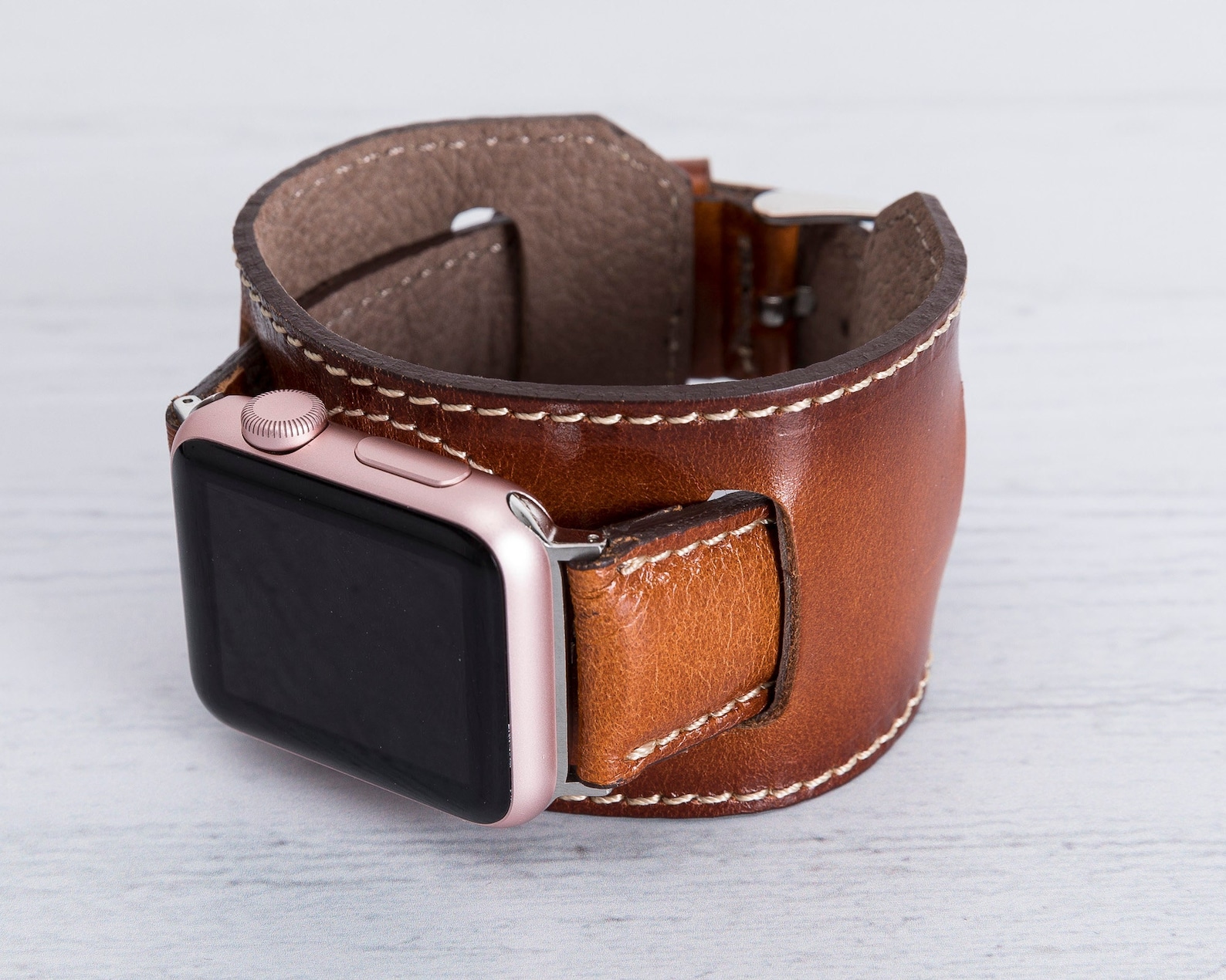 Brown Leather New Apple Watch Cuff Band Ultra 49mm 45mm 41mm Etsy