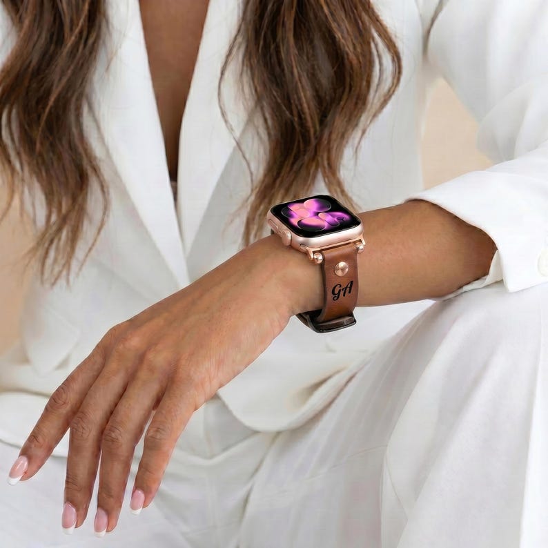 Slim Apple Watch Leather Band 41mm 38mm 42mm 45mm 46mm 49mm, Slim Leather Apple Watch for Women, For Series 11 10 9 8 7 6 5 4 3 2 1 Ultra SE