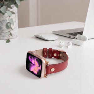 Leather Apple Watch Band: Minimal Strap for Women, Classic iWatch Band, Everyday Watch Strap