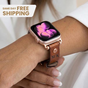 Rustic Leather Apple Watch Band: Vintage iWatch Strap, Classic Brown Watch Band Bracelet Style