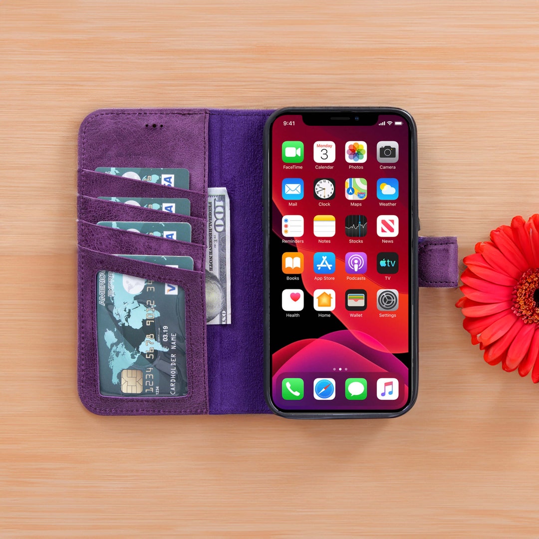 Leather iPhone Wallet Case, Retro iPhone 15 14 13 12 11 Case, Floral