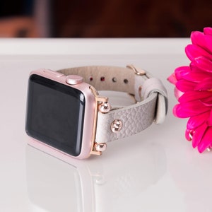 Slim Apple Watch Leather Band 41mm 38mm 42mm 45mm 49mm, Slim Leather Apple Watch for Women, Suitable for Series Ultra 2 9 8 7 6 5 4 3 2 1 image 4