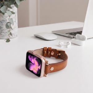 Slim Apple Watch Leather Band 41mm 38mm 42mm 45mm 46mm 49mm, Slim Leather Apple Watch for Women, For Series 11 10 9 8 7 6 5 4 3 2 1 Ultra SE