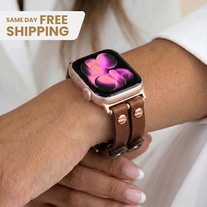 Personalisiertes Double Tour Lederarmband: Leder Dual Tour Uhrenarmband, handgefertigtes iWatch Armband