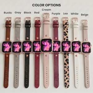 Slim Apple Watch Leather Band 41mm 38mm 42mm 45mm 46mm 49mm, Slim Leather Apple Watch for Women, For Series 11 10 9 8 7 6 5 4 3 2 1 Ultra SE