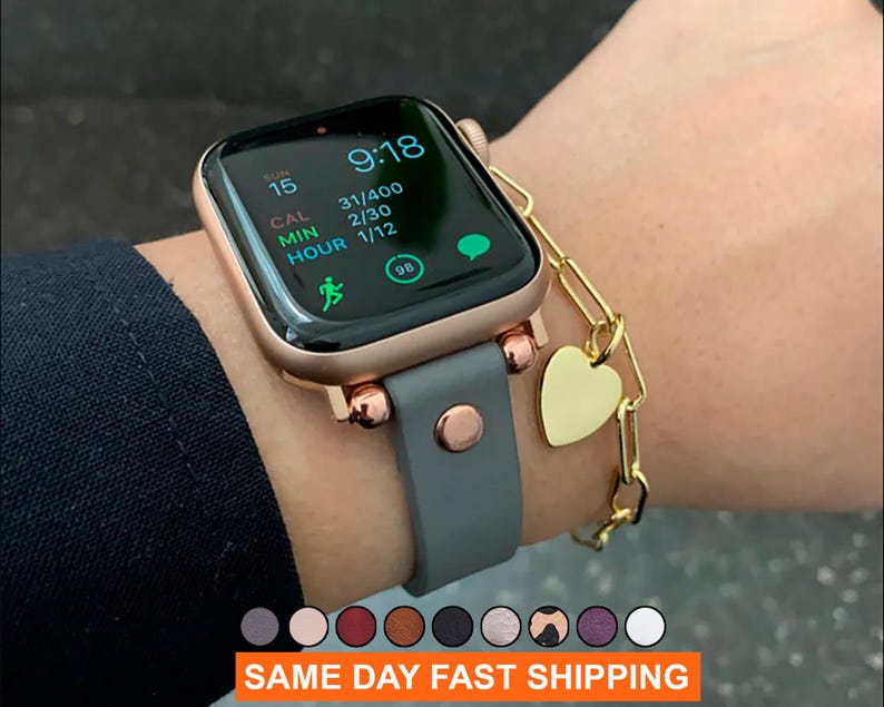 Slim Apple Watch Leather Band 41mm 38mm 42mm 45mm 46mm 49mm, Slim Leather Apple Watch for Women, For Series 11 10 9 8 7 6 5 4 3 2 1 Ultra SE