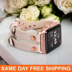 Leather Apple Watch Band, Apple Watch Strap, iWatch Bands Women, 49mm 45mm 41mm 40mm 42mm 44mm 38mm, Personalized Christmas Gift for Her