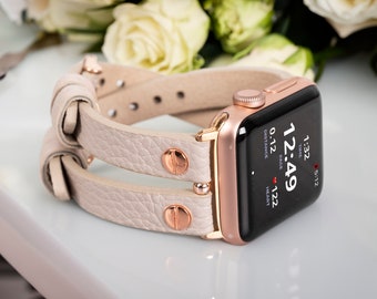 Leather Apple Watch Band, Apple Watch Strap, iWatch Bands Women, 49mm 45mm 41mm 40mm 42mm 44mm 38mm, Personalized Christmas Gift for Her