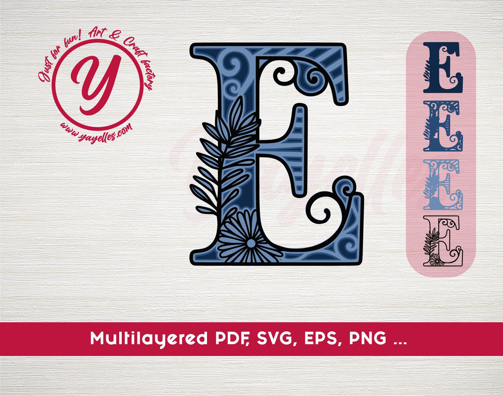 Letter Vector File Craft Supplies & Tools Kits & How To 3D Alphabet Layered letter E eps ...