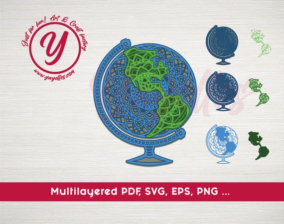 Download Papercut 3d World Globe Svg Multilayered Layered World Globe Etsy
