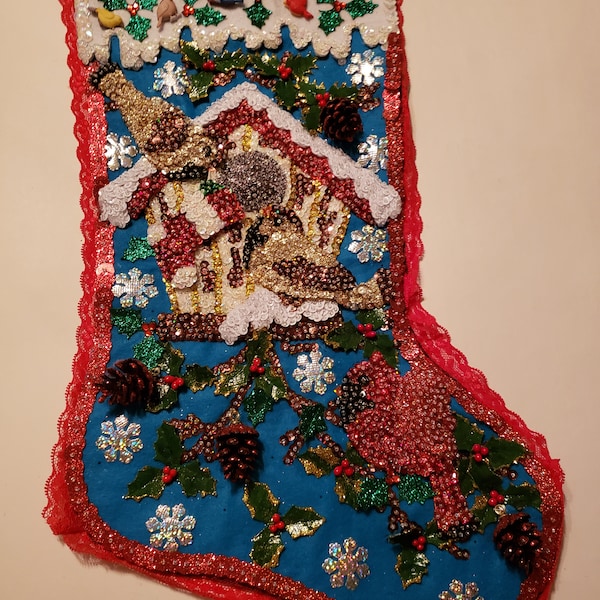 Birdhouse with birds Bucilla Stocking