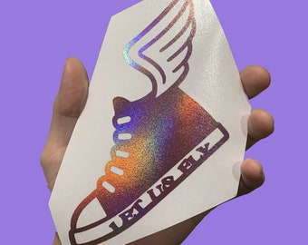 LET US FLY Shoe Wings Vinyl Window Decal Car Sticker