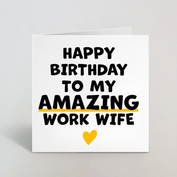 Happy Birthday To My Amazing Work Wife Greeting Card - Birthday Card For Work Wife - For Her Co-worker Colleague Friend Funny UK Made