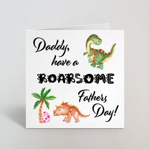 Daddy Have A Roarsome Fathers Day - T-Rex Dino Dinosaur Carte de vœux Cadeau pour lui Papa - Carte de fête des pères de dinosaure pour papa - Uk Made