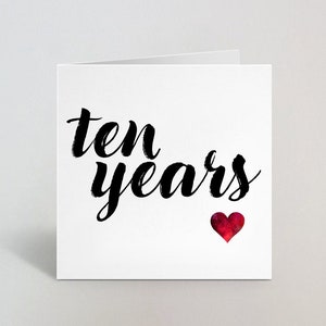 Dieci anni 10 ° anniversario di matrimonio calligrafia corsivo schizzo carta saluto marito moglie partner fidanzato fidanzato regno unito fatto