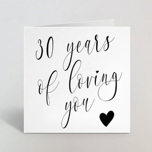 Trinta anos de amor para você, aniversário de casamento, caligrafia, cartão cursivo, amor, saudação, marido, esposa, parceiro, cônjuge, namorado, 30 anos, feito no Reino Unido