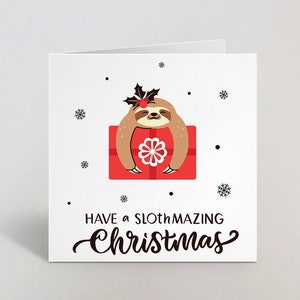 Avere una cartolina di Natale Slothmazing - Sloth Xmas Card For Friend Sister Brother - Sloth Animal Christmas Card For Child Daughter - UK Made