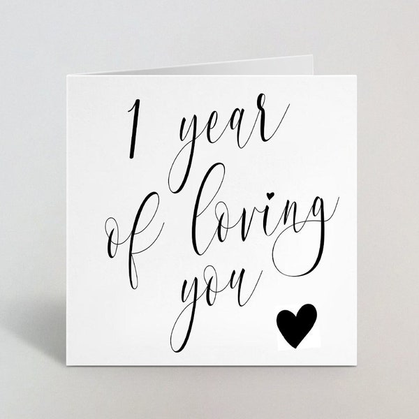 One Year Of Loving You Wedding Anniversary Calligraphy Cursive Card Love Greeting Husband Wife Partner Spouse Boyfriend 1 Year UK Made