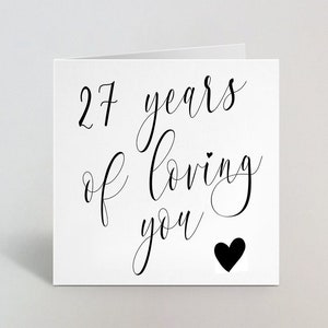 Seven Years Of Loving You Hochzeitstag Kalligrafie Cursive Karte Liebe Gruß Mann Frau Partner Ehemann Partner Ehemann Freund 27 Jahre