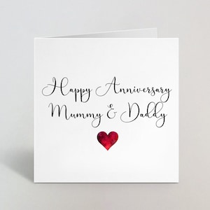 Happy Wedding Anniversary Mummy And Daddy - Parents Wedding Anniversary Card - Anniversary Card For Couple For Mother Father Heart - UK Made