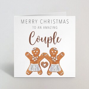 Feliz Navidad a una increíble tarjeta de pareja - Linda pareja lesbiana Tarjeta de felicitación de pan de jengibre - Tarjeta de Navidad para pareja Prima hermana Reino Unido Hecho
