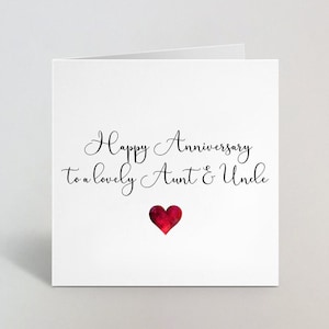 Happy Wedding Anniversary Aunt & Uncle - Tante Onkel Karte zum Hochzeitstag - Jubiläumskarte für eine schöne Tante und Onkel - UK Made