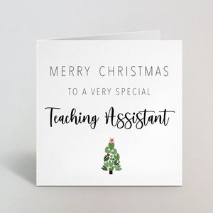Feliz Natal para uma assistente de ensino muito especial - Cartão de Natal para ela e ele Professor - Cartão de Natal para assistente de ensino