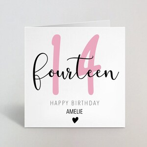 Fourteen Years 14th Birthday Calligraphy Cursive Sketch Pink - Etsy