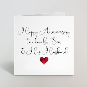 Happy Anniversary Son & Husband - Tarjeta de aniversario de boda de hijo y yerno - Tarjeta de aniversario para pareja para corazón de hijo - Reino Unido Made