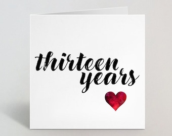 Trece años 13º aniversario de boda Caligrafía Cursiva Cuaderno de boceto Tarjeta Saludo de amor Marido Esposa Pareja Cónyuge Novio Reino Unido Hecho