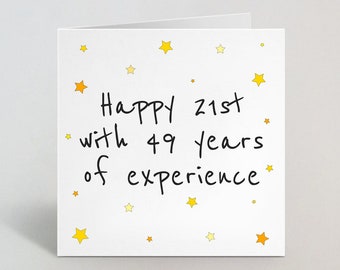 Happy 21st With 49 Years Of Experience Funny 70th Birthday Card for Him Her Greeting Birthday Card Seventy 70 UK Made