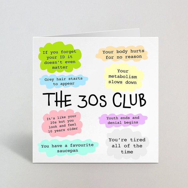Drôle La carte d’anniversaire du club des années 30 pour lui Sa blague 30e anniversaire 30 Trente cartes de vœux faites au Royaume-Uni