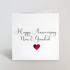 Szczęśliwej rocznicy ślubu babci i dziadka - Karta rocznicy ślubu dziadków - Karta rocznicowa dla pary dla dziadka Heart UK Made
