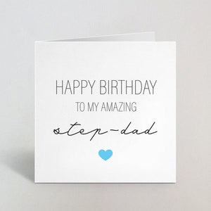 Feliz cumpleaños a mi increíble padrastro padrastro padrastro elegante amor cursivo corazón tarjeta de cumpleaños regalo de felicitación para él
