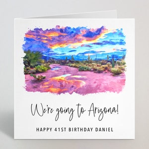 Tarjeta personalizada que vamos a Arizona - Arizona Grand Canyon City Break viaje de vacaciones regalo sorpresa cumpleaños papá mamá hermano - Reino Unido hecho