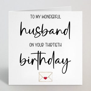 À mon merveilleux mari sur votre trentième anniversaire carte de vœux pour lui Red Heart cadeau pour lui fait au Royaume-Uni