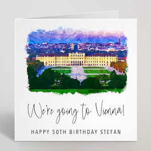 Personalisierte Wir gehen nach Wien Karte - Österreich Reisen Urlaub Urlaub Überraschung Geburtstag Jubiläum Freundin Verlobten - UK Made