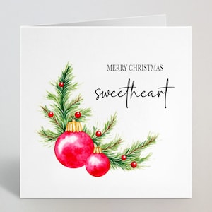 Joyeux Noël Chérie Carte de vœux de Noël - Carte de vœux de Noël Sweet Heart pour femme mari fiancé fiancée partenaire - Fabriqué au Royaume-Uni
