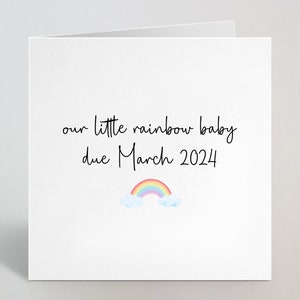 Personalisierte Our Little Rainbow Baby Grußkarte - 2024 Regenbogen Baby, Schwangerschaftsankündigung, Überraschungskarte Nana Grandad Grandma - UK Made