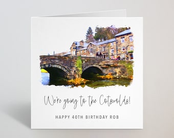 Cartão personalizado vamos para Cotswolds - Reino Unido Cotswolds Inglaterra Viagem de férias Presente surpresa Aniversário Marido Esposa - Feito no Reino Unido