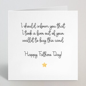 J’ai sorti un Fiver de votre portefeuille pour acheter cette carte de vœux de la fête des pères - Drôle de carte de fête des pères effrontée et effrontée pour papa grand-père papa - Fabriqué au Royaume-Uni