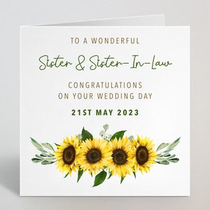 Personalised Sunflowers Congratulations On Your Wedding Day - Sunflower Wedding Greeting Card - For Couple Son Daughter Sister - UK Made