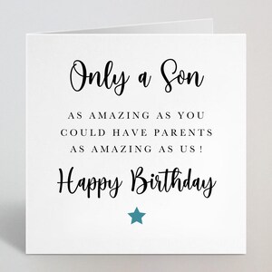 Carte Only A Son As Amazing As You - Carte d'anniversaire drôle pour notre fils de parents - Carte d'anniversaire humoristique et humoristique pour fils - Fabriqué au Royaume-Uni
