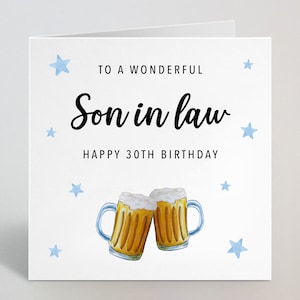 Beschenkte/Alter Bier Geburtstagskarte - Blaue Sterne Geburtstagskarte Geschenk für wundervollen Sohn, Papa, Schwager, Schwiegersohn, Bruder - UK Made