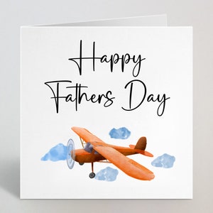 Cartão de feliz dia dos pais de avião em aquarela - Cartão de felicitações com ilustração em aquarela de avião vermelho para papai papai pops avô - feito no Reino Unido