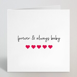 Forever And Always Baby - Carte de jour de mariage, carte d'anniversaire pour fiancé, fiancée, mari, épouse - Carte romantique Love Heart Him Her - Fabriquée au Royaume-Uni