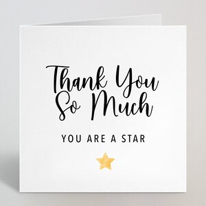 Grazie mille sei una stella Biglietto di auguri - Grazie apprezzamento Incoraggiamento Biglietto di ringraziamento per mamma sorella Nan amico collega - Regno Unito Made