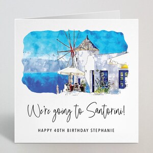Personalizzato We're Going To Santorini Card - Vacanze Vacanze Viaggio a sorpresa Regalo di compleanno Anniversario Biglietto Marito Moglie Fidanzato - UK Made
